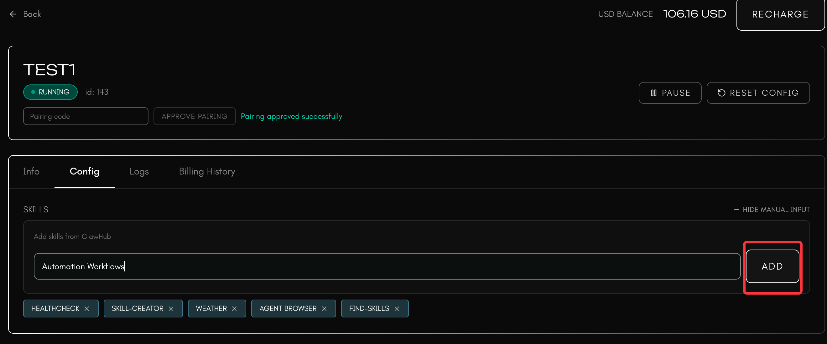Add skills manually on the page