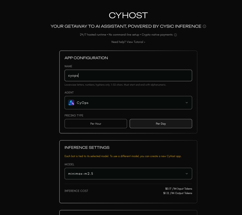 Create a CyOps app on CyHost