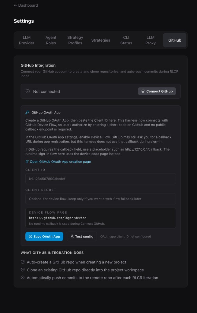 Configure GitHub in Settings