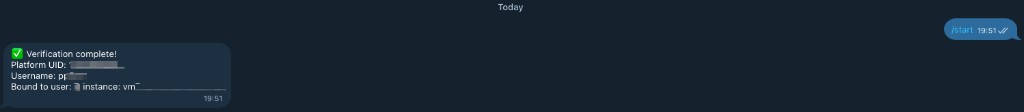 Telegram verification complete